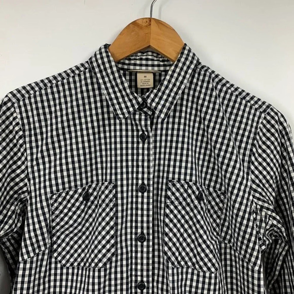 Duluth Trading Women's Checkered Cotton Long Sleeve Button Up Short Size M - Picture 4 of 10